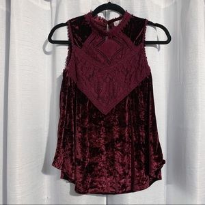Altar’d State Red Crushed Velvet Tank Top
